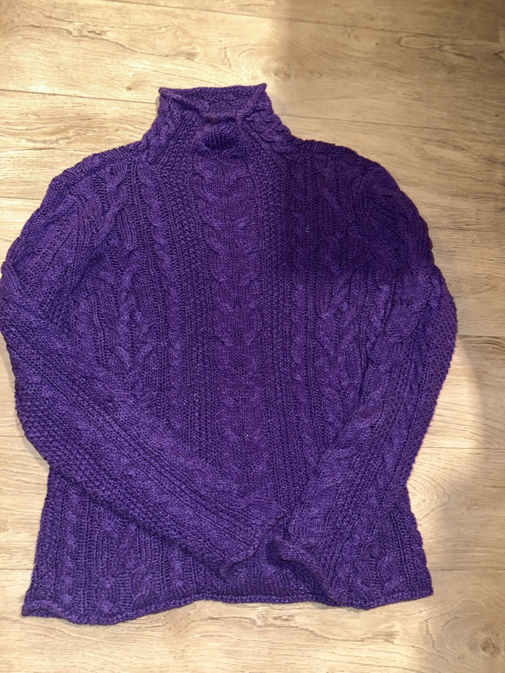 Ralph Lauren Deep Purple Cable Turtleneck Sweater